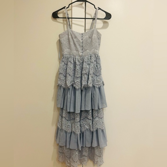 Blue Tiered Ruffled Midi Sundress - Picture 2 of 3